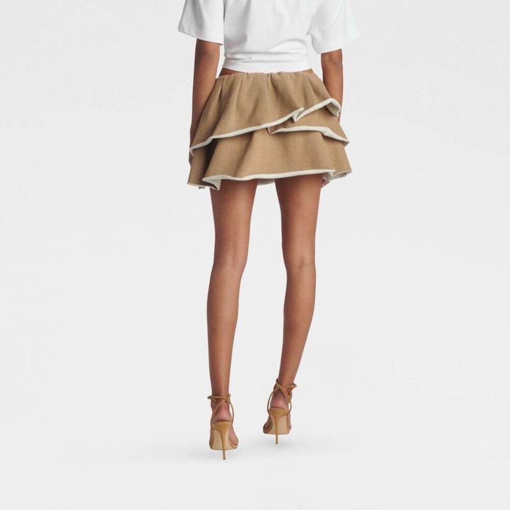 KBB by KAHLANA Women's 'The Tiered Mini Skirt' - Camel S - Picture 2 of 4